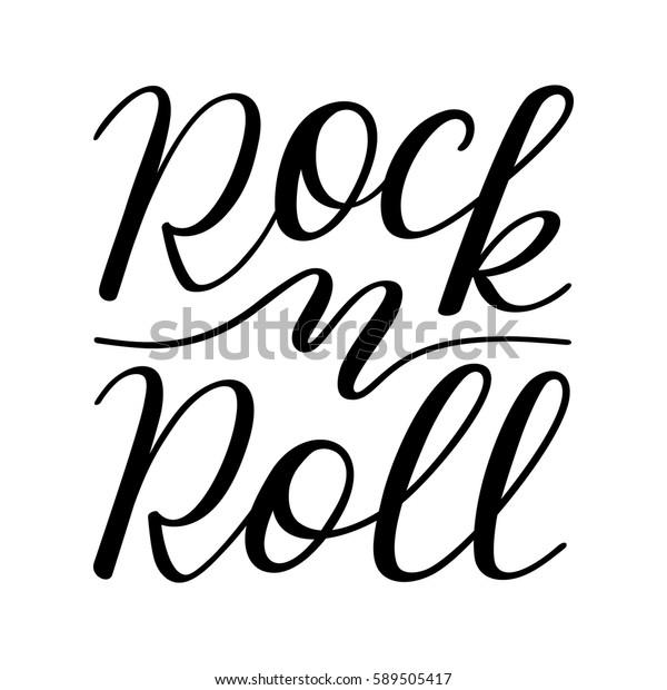 Rock Roll Hand Lettering Isolated On Stock Vector (Royalty Free ...