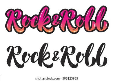 rock and roll. hand lettering phrase. Design element for poster, greeting card. Vector illustration.