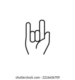 Icono de línea de mano Rock and Roll blanco y negro
