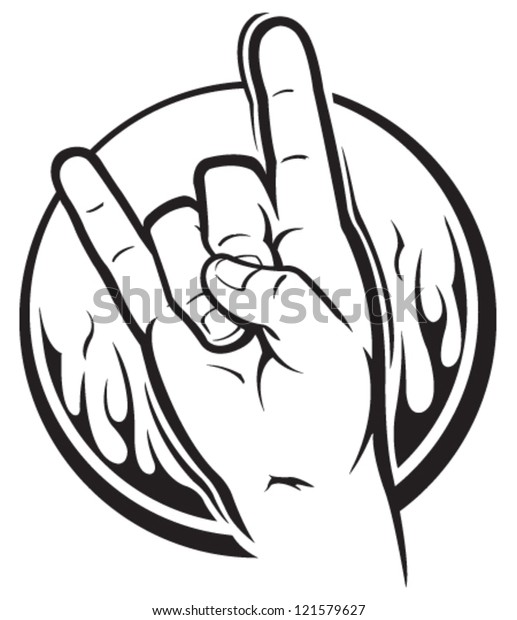 Rock Roll Hand Sign Stock Vector (Royalty Free) 121579627