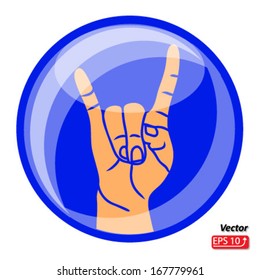 Rock and Roll hand sign blue isolated on white background vector