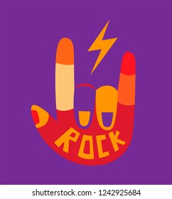 Rock and Roll hand sign. Cartoon illustration