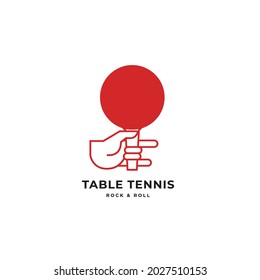 Rock and Roll hand sign holding table tennis