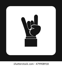 Rock and Roll hand sign icon in simple style on a white background vector illustration