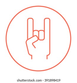 Rock and roll hand sign line icon.