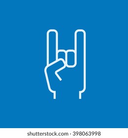 Rock and roll hand sign line icon.