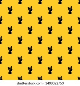 Rock and Roll hand sign pattern seamless vector repeat geometric yellow for any design