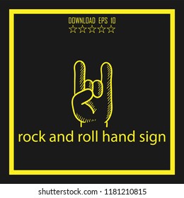 rock and roll hand sign sketch vector icon