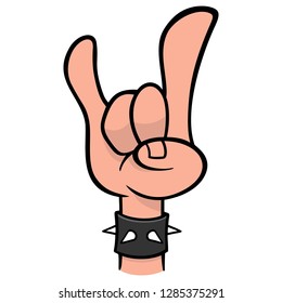 Rock and Roll Hand Sign - A vector cartoon illustration of a Rock and Roll Hand Sign.