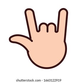 rock and roll hand signal line and fill style icon vector illustration design