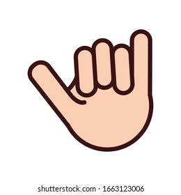 rock and roll hand signal line and fill style icon vector illustration design
