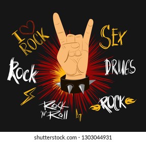 Rock and roll hand sign.Vector illustration