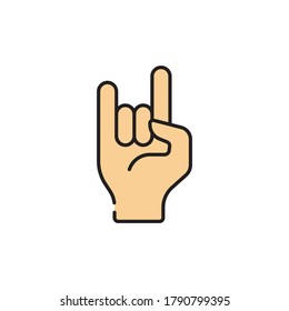 Rock and roll hand vector icon symbol isolated on white background