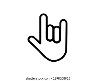 Rock and roll hand vector line icon representing music and cultural expression