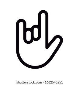 Rock and roll hand vector line icon isolated on white background