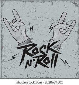 rock and roll hands patch poster