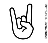 Rock & roll / heavy metal / sign of the horns line art vector icon for apps and websites