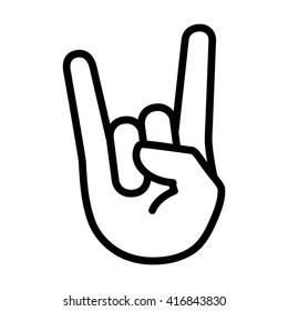 Rock & roll / heavy metal / sign of the horns line art vector icon for apps and websites