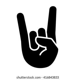 Rock & roll / heavy metal / sign of the horns flat vector icon for apps and websites