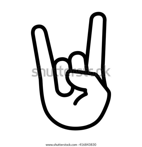 Rock & roll / heavy metal /\
sign of the horns line art vector icon for apps and\
websites