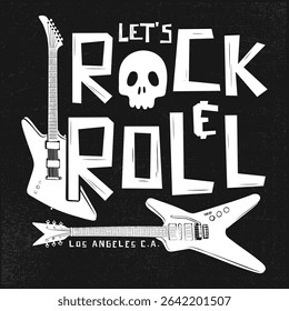 Rock and Roll, gráfico de vetor de metal pesado. Pôster