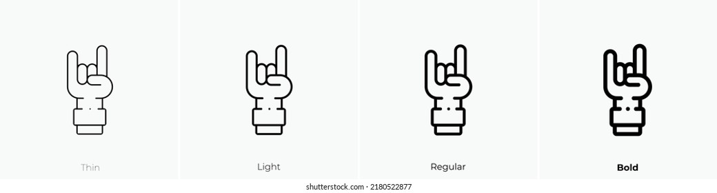 rock and roll icon. Thin, Light Regular And Bold style design isolated on white background