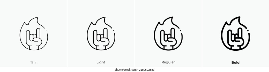 rock and roll icon. Thin, Light Regular And Bold style design isolated on white background