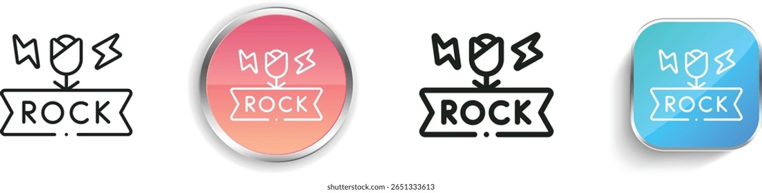 rock and roll icon. Thin Linear, Regular and Button Style Design Isolated On White Background