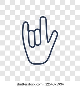 Rock and roll icon. Trendy linear Rock and roll logo concept on transparent background from Hands collection