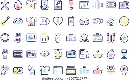 Die Rock and Roll Icons Collection ist eine Vektorgrafik mit bearbeitbarem Strich.