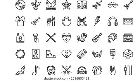 Rock roll icons High-Quality Vector Icons Collection with Editable Stroke. Ideal for Professional and Creative Projects.