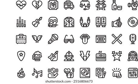 Rock roll icons High-Quality Vector Icons Collection with Editable Stroke. Ideal for Professional and Creative Projects.