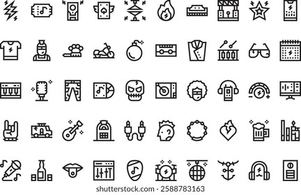 Rock and roll icons High-Quality Vector Icons Collection with Editable Stroke. Ideal for Professional and Creative Projects.