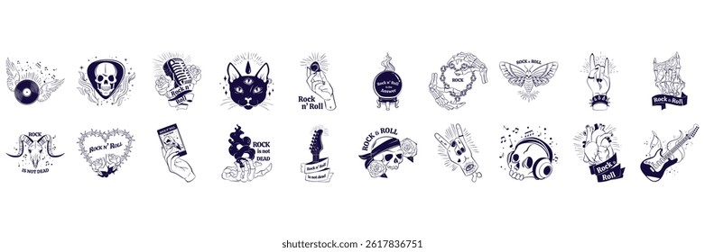 Rock and Roll Icons and Rock and Roll Symbol design concept