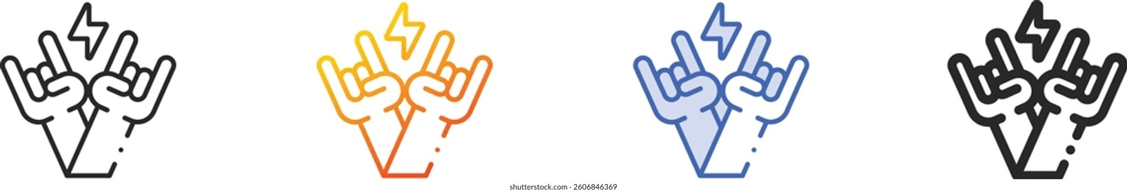 rock and roll icon.Thin Linear, Gradient, Blue Stroke and bold Style Design Isolated On White Background