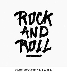 Rock and roll. Ink hand lettering. Modern brush calligraphy. Handwritten phrase. Inspiration graphic design typography element. Rough simple vector sign.