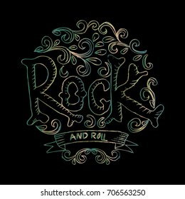 Rock and Roll lettering.