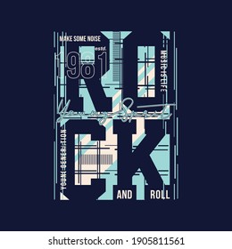 rock and roll lettering on music theme graphic typography vector design t shirt