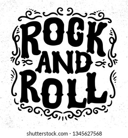 Rock and roll. lettering phrase for greeting card, invitation, banner, postcard, web, poster template. Vector illustration