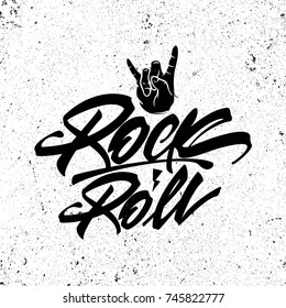 Rock and roll lettering poster. Vector graphic for t shirt.