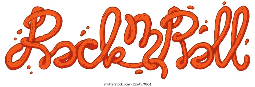Rock and roll lettering text. Vector illustration.