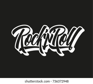 Rock and roll lettering text. Vector illustration.