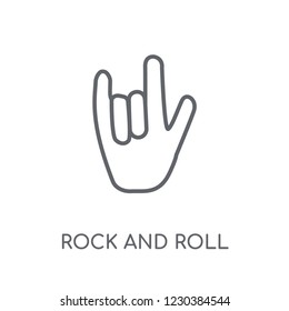 Rock and roll linear icon. Modern outline Rock and roll logo concept on white background from Hands collection. Suitable for use on web apps, mobile apps and print media.
