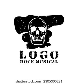 Rock and Roll logos with skull. Music Festival design label
