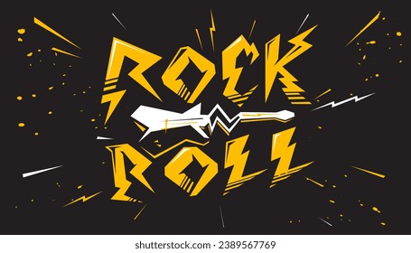 Rock  and roll music background design template for music festival or concert banner.