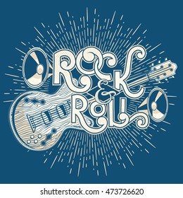 Rock and roll music emblem