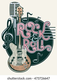 Rock and roll music emblem