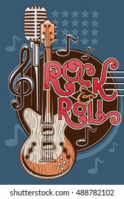 Rock and roll music emblem