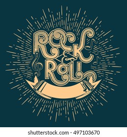 Rock and roll music emblem