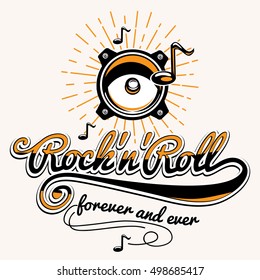 Rock and roll music emblem